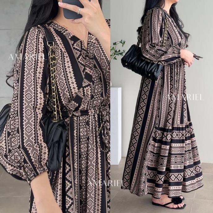 Saveramanggala - Amariel Alina Kimono Dress Daster Gamis Tangan Panjang Bumil Busui Friendly