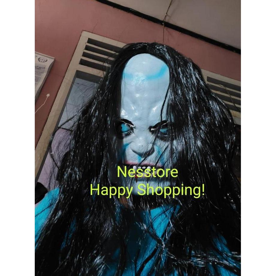 Topeng Nenek Sihir Mak Lampir Taring Latex Wig Seram Halloween