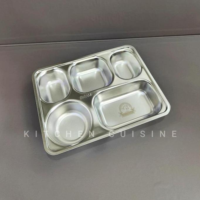 Tray Makan 5 Sekat Stainless Steel 304 / Kotak Makan / Wadah Makanan / Food tray Stainless Steel 304