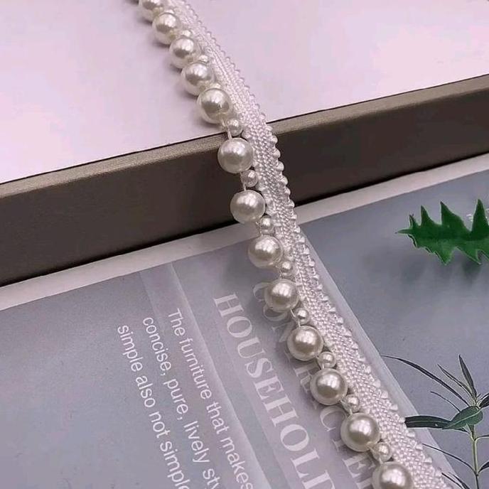 Pita Mutiara Trim Renda Manik Manik Handmade Poliester Aksesoris Pakaian Tradisional Kain