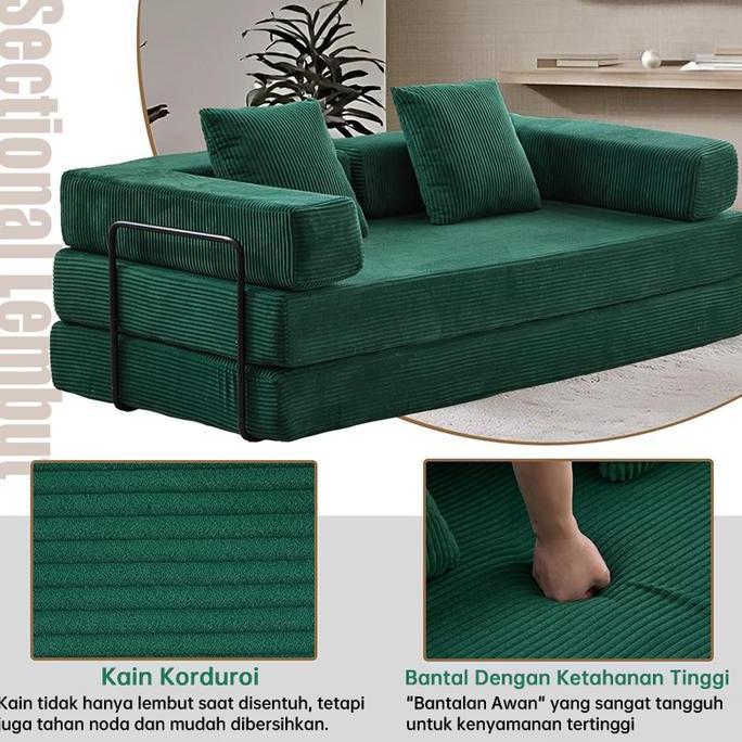 Sofa Bed 2in1 / Sofa Bed Abu-Abu Tua / Teddy L shape