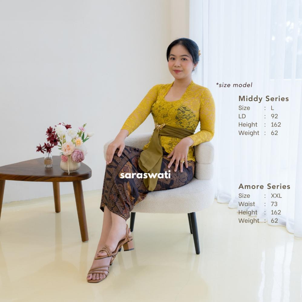 [SATU SET KEBAYA] Saraswati Kebaya Bali Brokat Premium Stretch Lengan Panjang | Kebaya Jumbo | Kebay