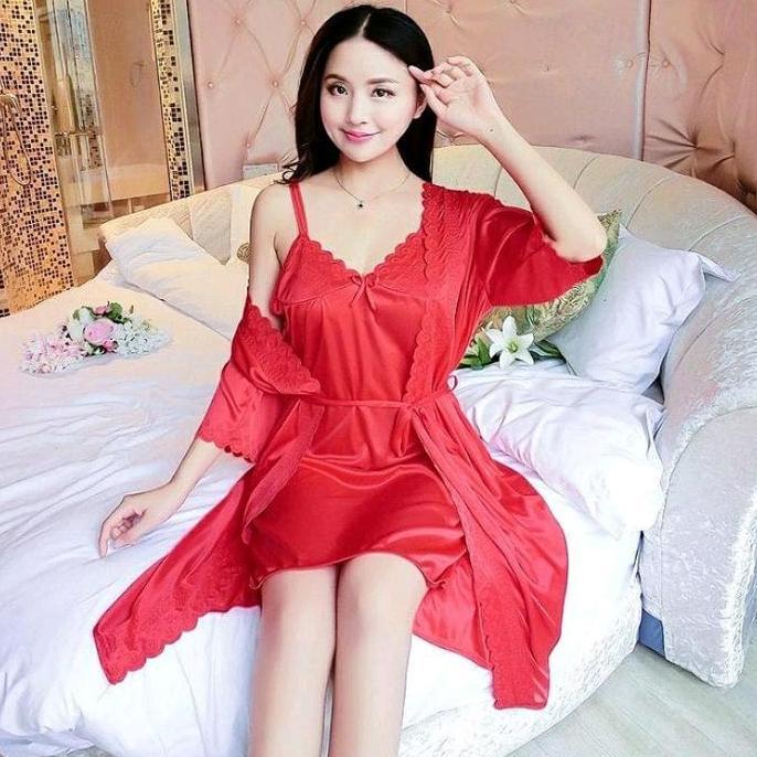 Baju Tidur Lingerie  Kimono Tricot Satin / Dress Wanita