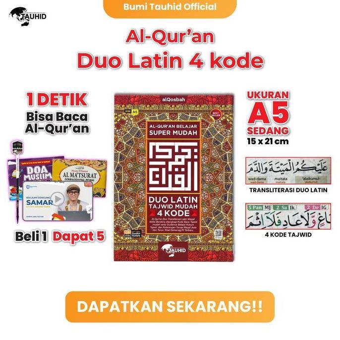 Promo [Beli 1 Dapat 5] Al QurAn Duo Latin A5 4 Kode Tajwid Bonus Tunji + 2 Buku Saku + Kelas Tahsin 