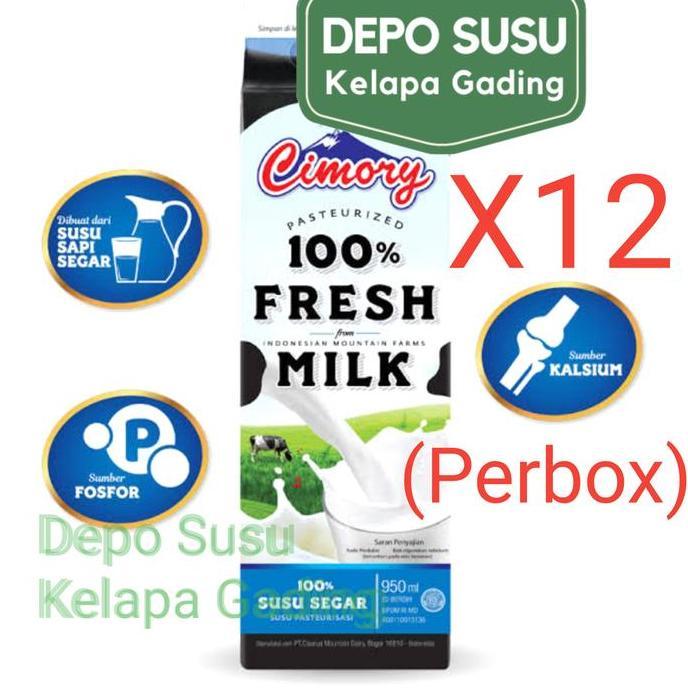 Cod,Sajabisa- Susu Cimory Fresh Milk 950Ml X1 ( Perkarton ) | Pasteurisasi Sapi Segar 950 Ml Isi 1 P
