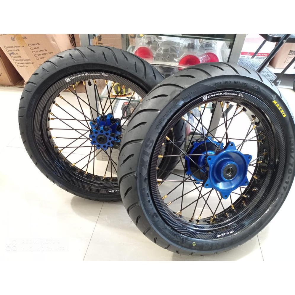 WHELLSEET BAN SET SUPERMOTO CRF VELG CHAMP CARBON TINGGAL PASANG [S2]