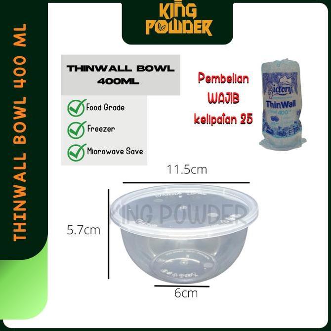 Papipu- Thinll Bowl 400 Ml | Cup Mangkok Plastik Thin Ll Bulat 400Ml
