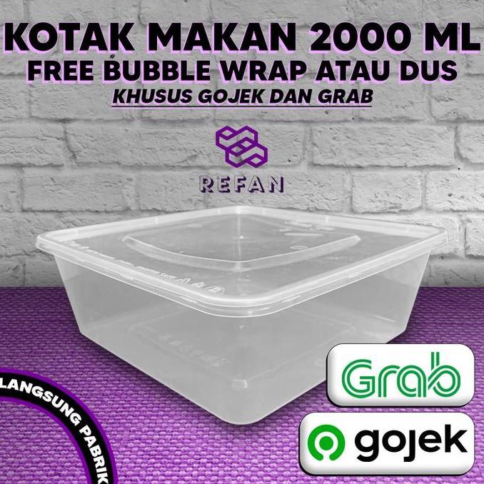 Papipu- Thinll Kotak 2000 Ml / Kotak Makan 2000 Ml / Food Container Square