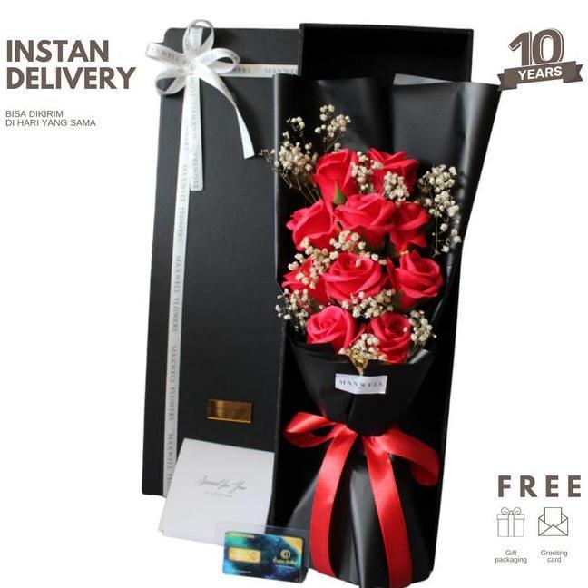Hadiah Bunga Bouquet Buket Bunga Sabun Lampu Valentine Box