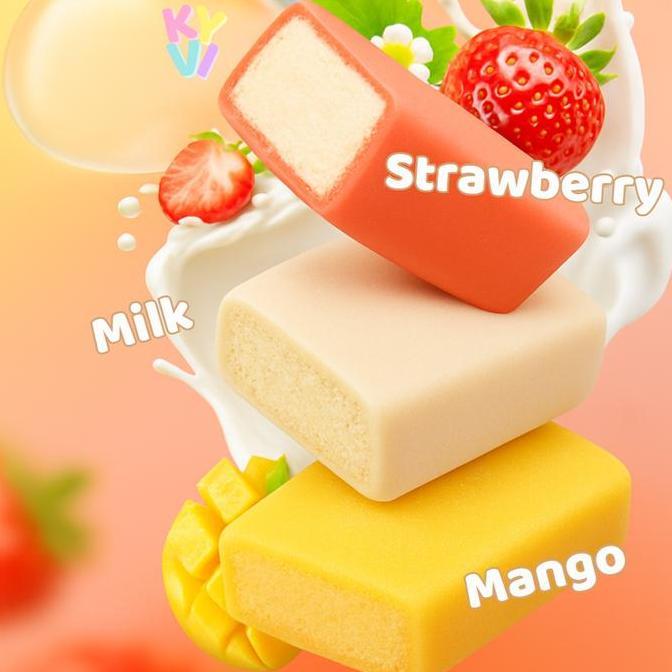 Perkakaskue- Kyvi - Mochi Snow Cake Isi 15Pcs Mix Rasa Pandan Strawberry Mango Milk Chocolate Halal,