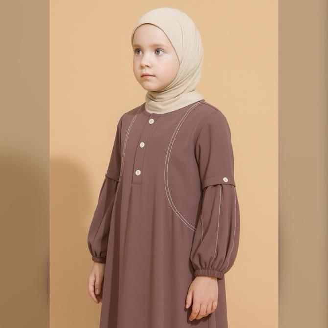 Okeajalah- Nabila Dress Anak Perempuan Baju Syari Gamis Bahan Sabrina Anti Uv Anak Muslim