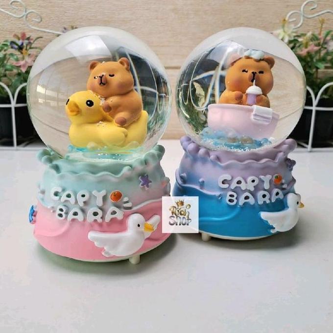 Snowball Kotak Musik Lampu Unicorn Bola Kaca Kristal Salju Snowglobe Waterball IRF