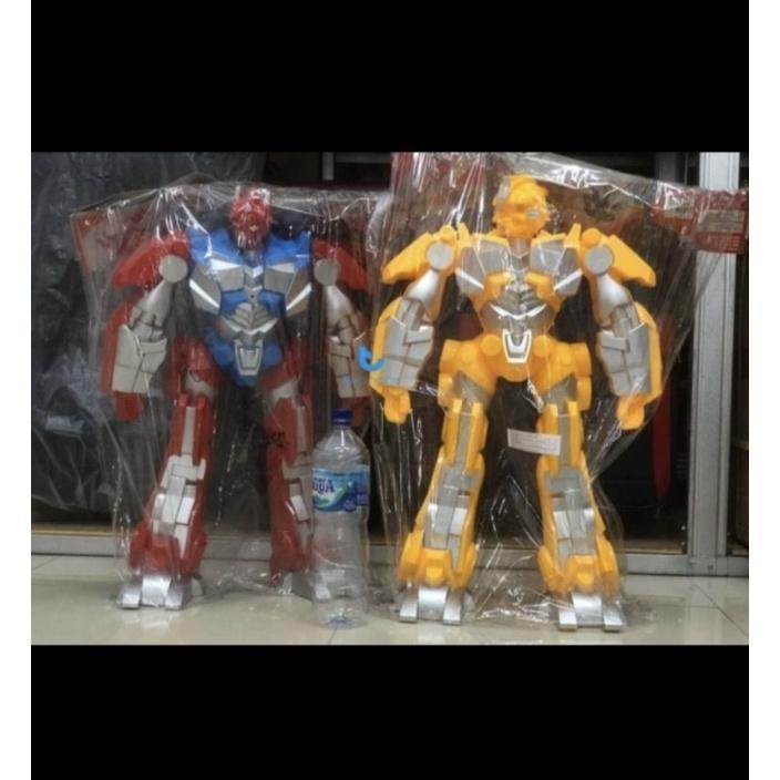 50cm mainan robot transformer JUMBO bumblebee optimus prime nyala suara free baterai sound light