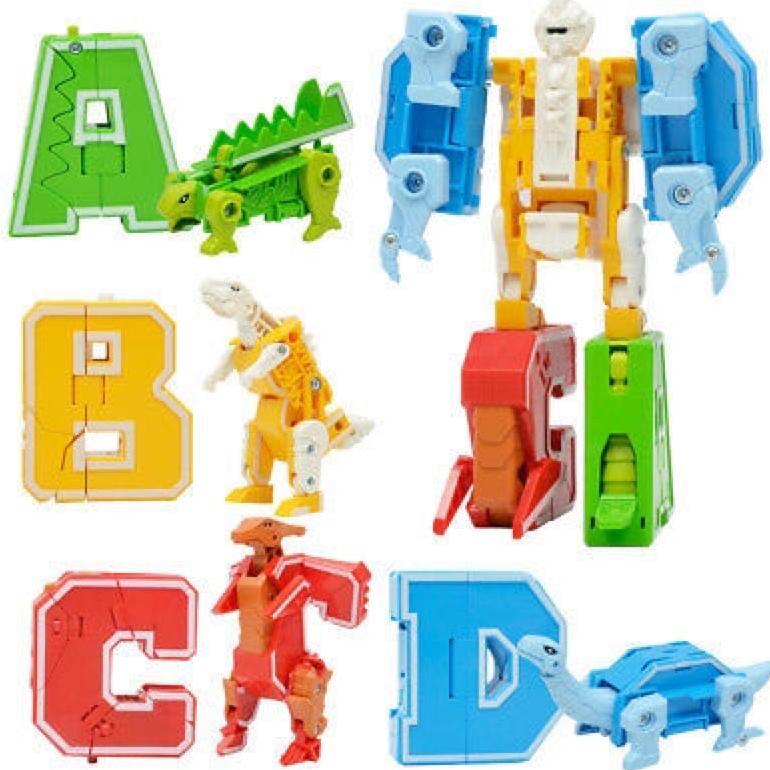 4 Pcs Mainan Robot Huruf ABCD / Robot Huruf Gabungan KLMN / Robot Bisa Berubah Menjadi Huruf