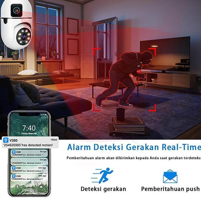 Lengkap,Cod,Bisa- V380 Pro Kamera Cctv Bohlam Lensa Ganda Jarak Jauh 1080P Wifi Wireless Cctv Camera