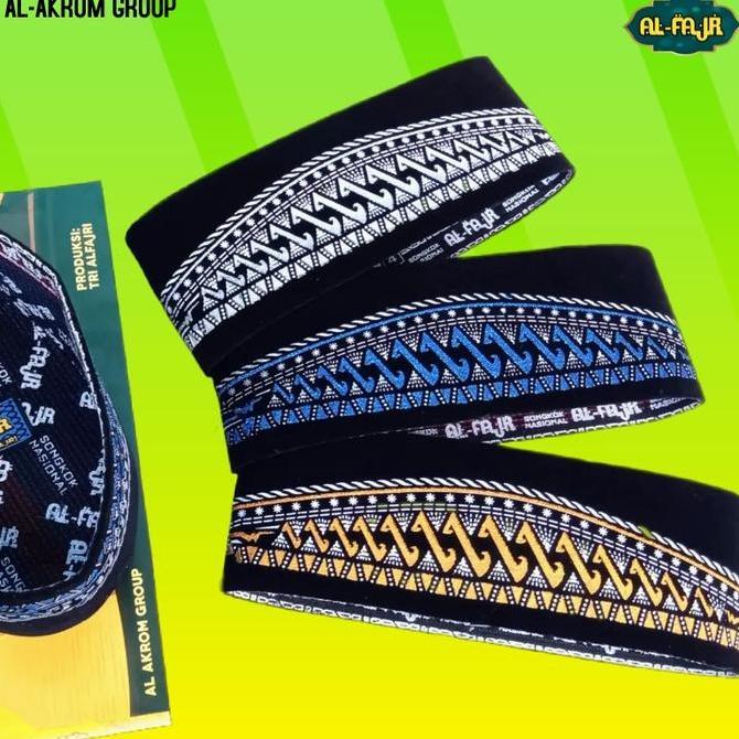 Okeajalah- Peci Songkok Kopiah Hitam Motif Batik Biru Anak Dan Dewasa Murah