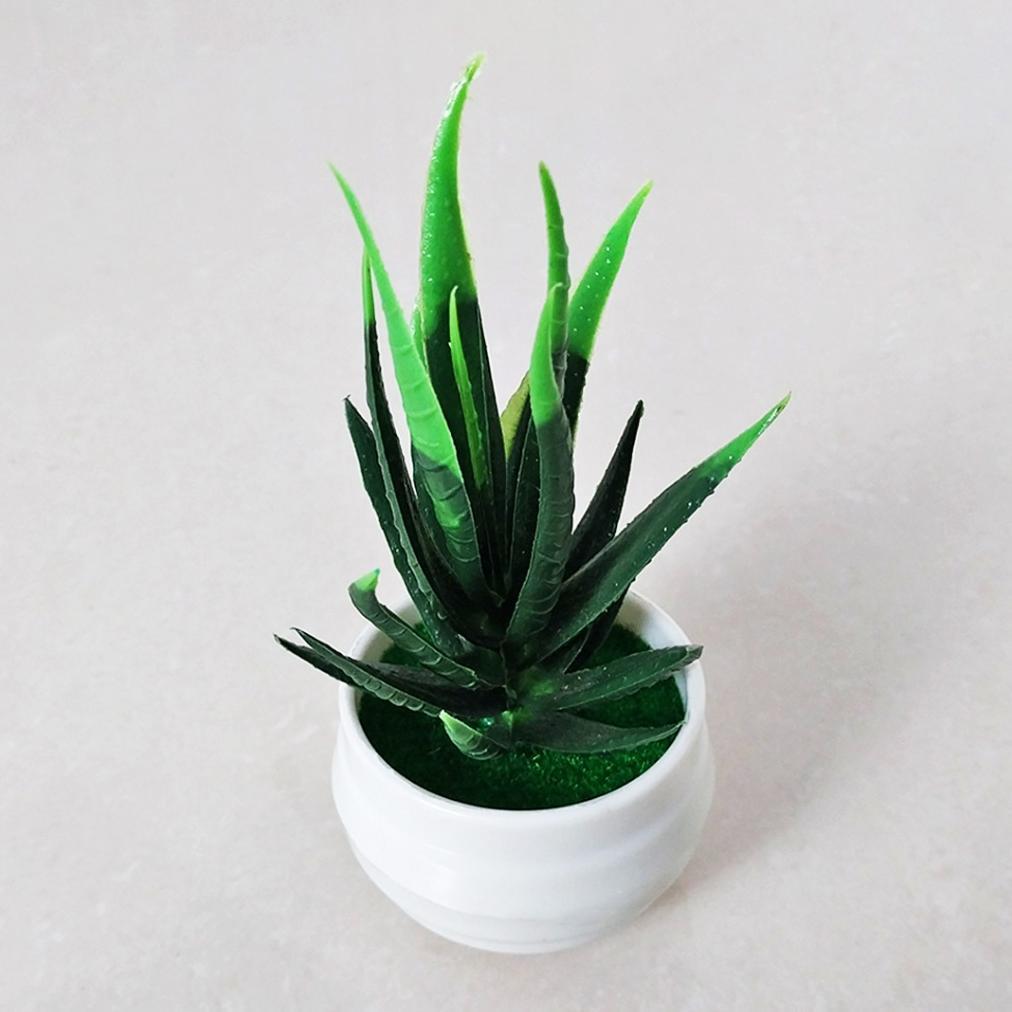 BESTPROMO Tanaman Hias Plastik Pot Bunga Daun Lidah Buaya Mini Artificial Import Ornamen Dekorasi Ru