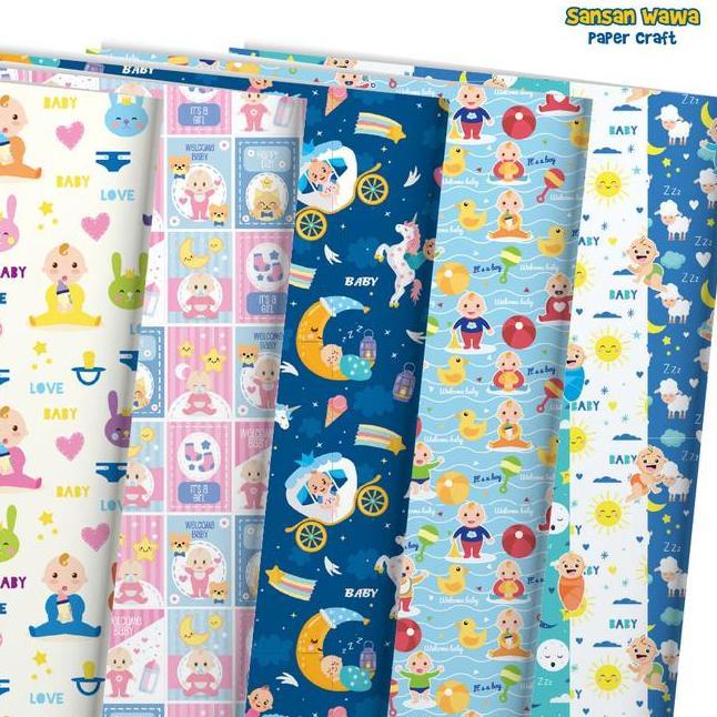 Paket 100 Lembar Kertas Kado Sansan Wawa Ukuran Jumbo 70X100 Cm