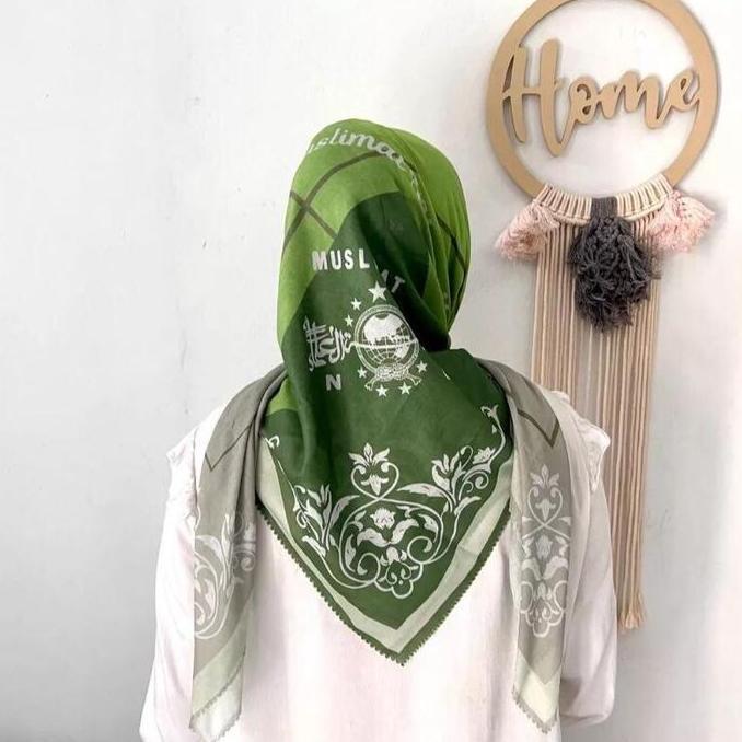Heddosu- Hijab Kerudung Segi Empat Motif Muslimat Fatayat Nu Voal Laser Cut Katun Square Arab