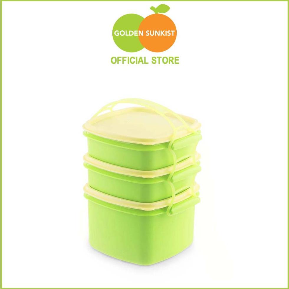NEW DEALS Mulya Jaya Rantang Susun Plastik 3 Susun RPS 9007 Golden Sunkist Rantang Piknik #MJ