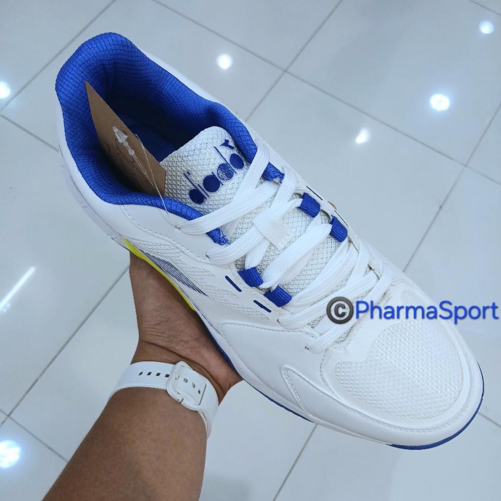 Terbaru Diadora White Lime Blue Sepatu Tennis Original Authentic Tenis Shoe Murah Keren Nicholas