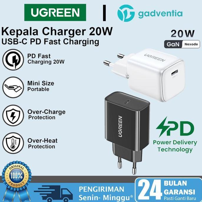 NEW UGREEN ADAPTER KEPALA CHARGER 20W 30W USB TYPE C ADAPTOR FOR IPHONE 11 12 13 14 15 16 SERIES ORI