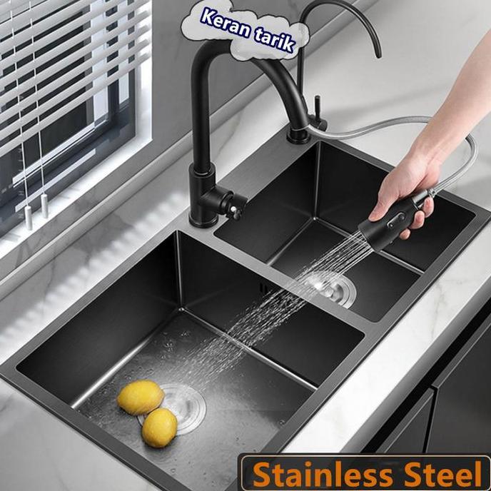 Wastafel Hitam / Keran Pencuci Stainless Steel Hitam Keran Tarik Wastafel Dapur Modern Wastafel Dapu