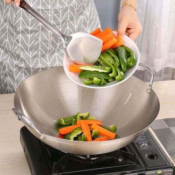 Wajan01BbWajan Tebal Semua Stainless Steel, Wajan Cekung/Wajan Anti Lengket/Wajan Anti Lengket Asli/