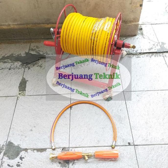 NEW Paket Selang Steam 50 Meter komplit Gulungan Selang+stik lurus+Swivel+selang konektor Siap Pakai