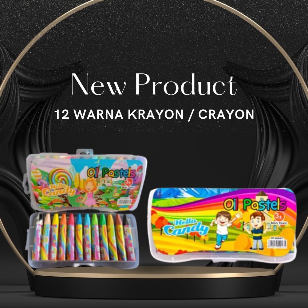 new crayon set krayon besar anak oil pastel 12 warna  non toxic / crayon warna pastel / crayon mewar