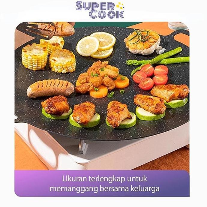 Lansungkirim- Baja Grill Pan Anti Lengket Jan Grill Bbq Alat Panggangan Bbq Grill Pan N Jan Bulat An