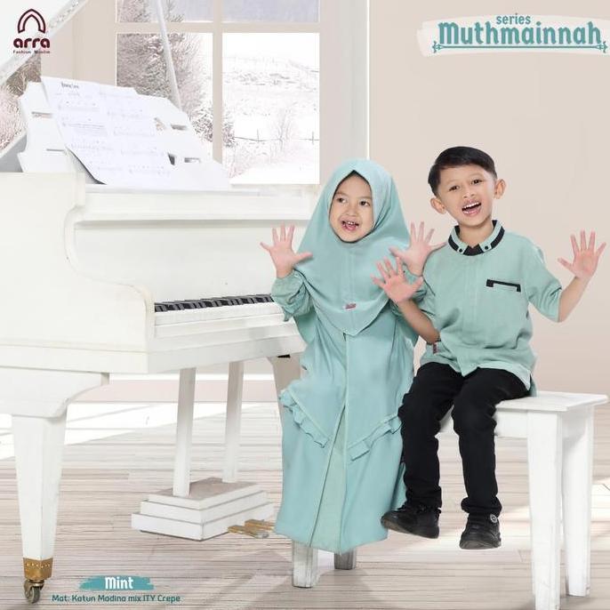 ARRA MUTHMAINNAH MINT - Baju sarimbit couple muslim keluarga gamis koko ayah ibu anak laki laki  pas