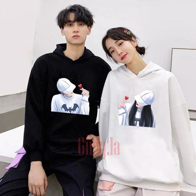 Switer couple pria wanita  / hoodie couple love pasangan cewe cowo love kekinian hoodie couple korea