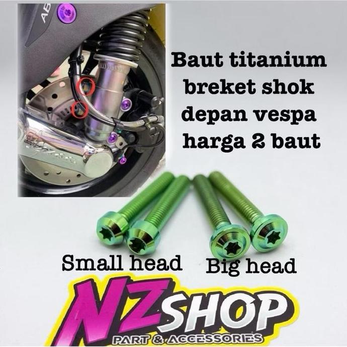 Baut Titanium Set Breket Shock Depan Vespa Matic Harga 2 Baut Terbaru