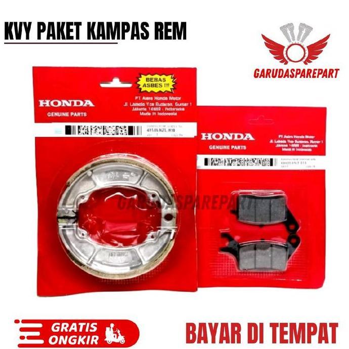 Kvy Paket Kampas Rem Depan Belakang Beat Karbu / Sccopy Karbu / Spacy Karbu / Kampas Rem Tromol Bela