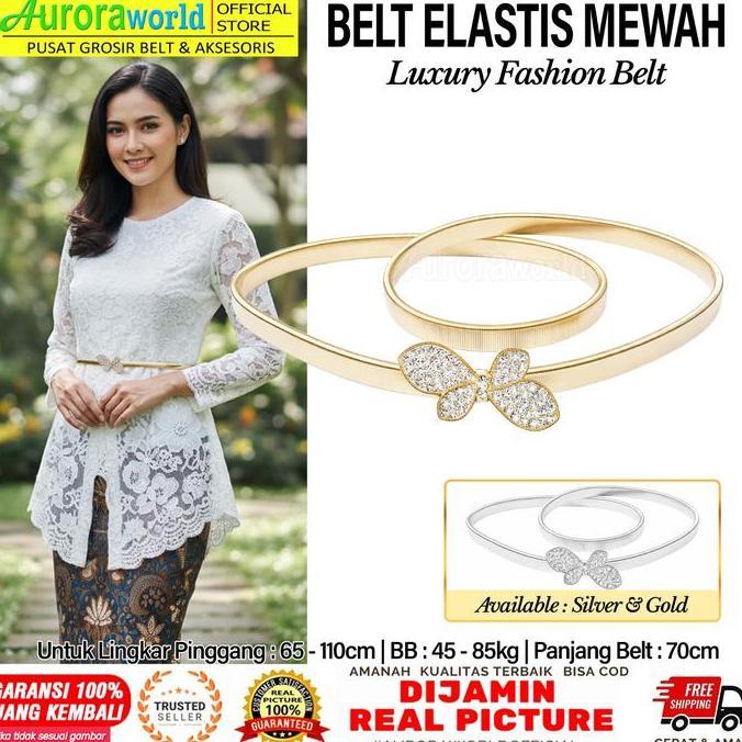 standardede - Auroraworld ikat pinggang wanita fashion Belt cewek gesper elastis sabuk pinggang bisa