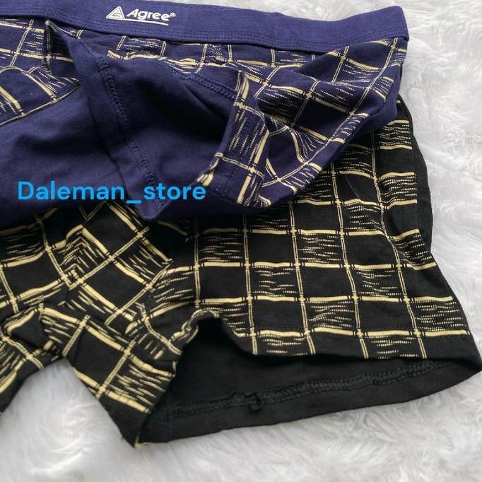 New Agree Boxer Sport 1234 Cd Pria Dewasa Import Bahan Katun Nyaman Desain Kotak-Kotak Regular Fit 3