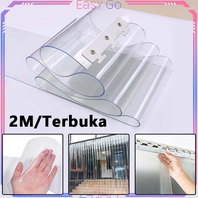 TERLARIS 2METER TIRAI PLASTIK TRANSPARAN TIRAI PVC STRIP CURTAIN 20CM TIRAI PLASTIK BENING GORDEN PL