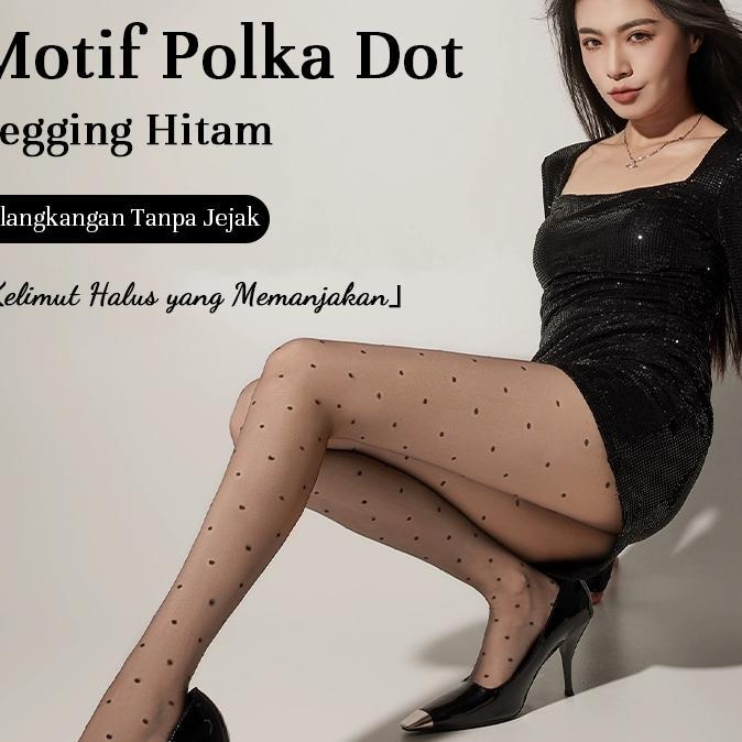 Stocking Polkadot Hitam / Pantyhose Motif Bintik - Anti Cabut & Anti Melorot, Sexy, Cocok Untuk Kant