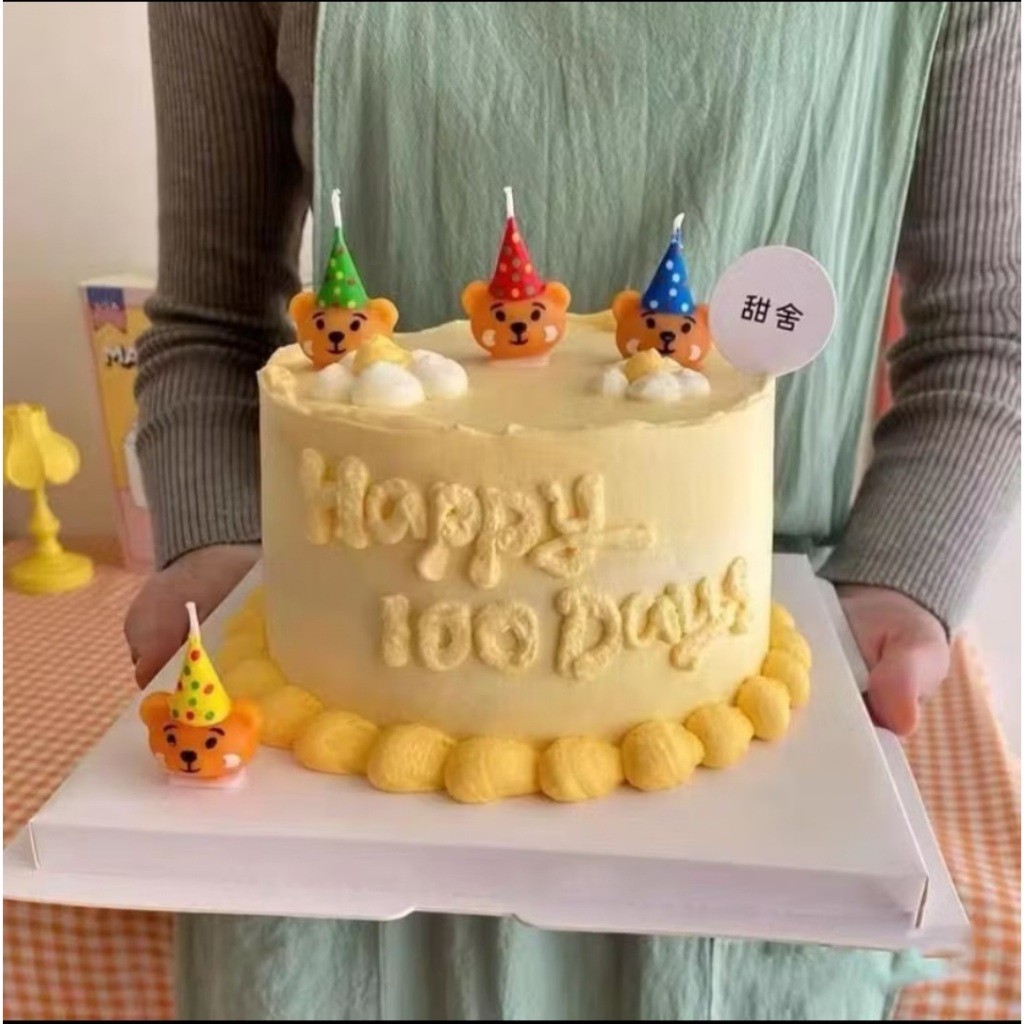 [Lilin Karakter] Lilin Ulang Tahun Karakter Beruang, Bear Candle Korean Cake, Topi Ultah, Lilin Keli