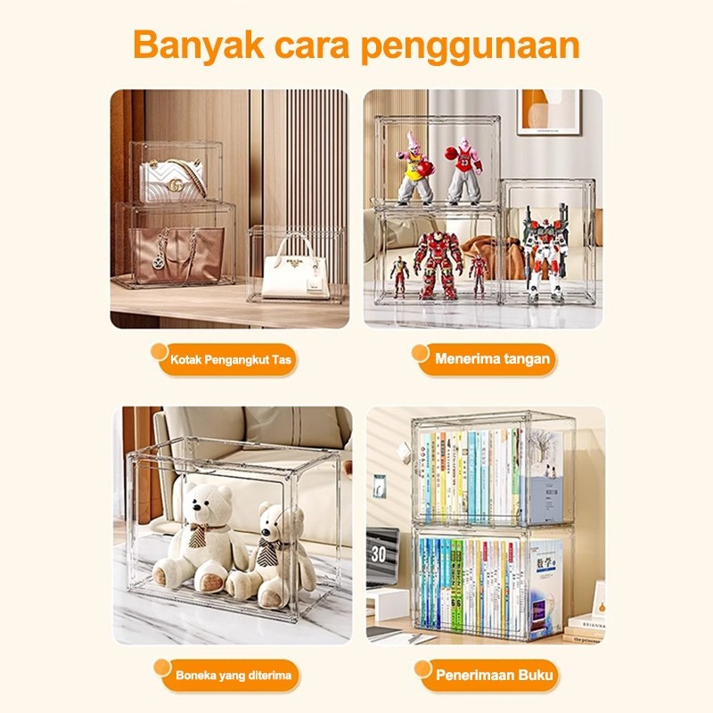[Four Seasons Mall]Book Storage Transparent Acrylic Box Desktop Bookshelf Book Storage Cabinet Kotak