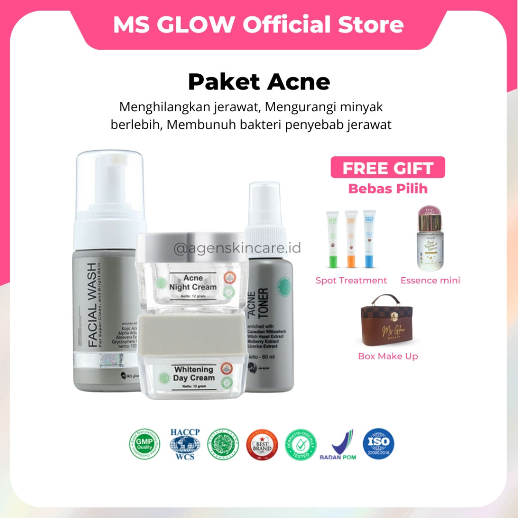 Ms Glow Official Store Whitening Acne Ultimate Luminous Dna Oily 1 Paket Ori 100% Lengkap Bpom