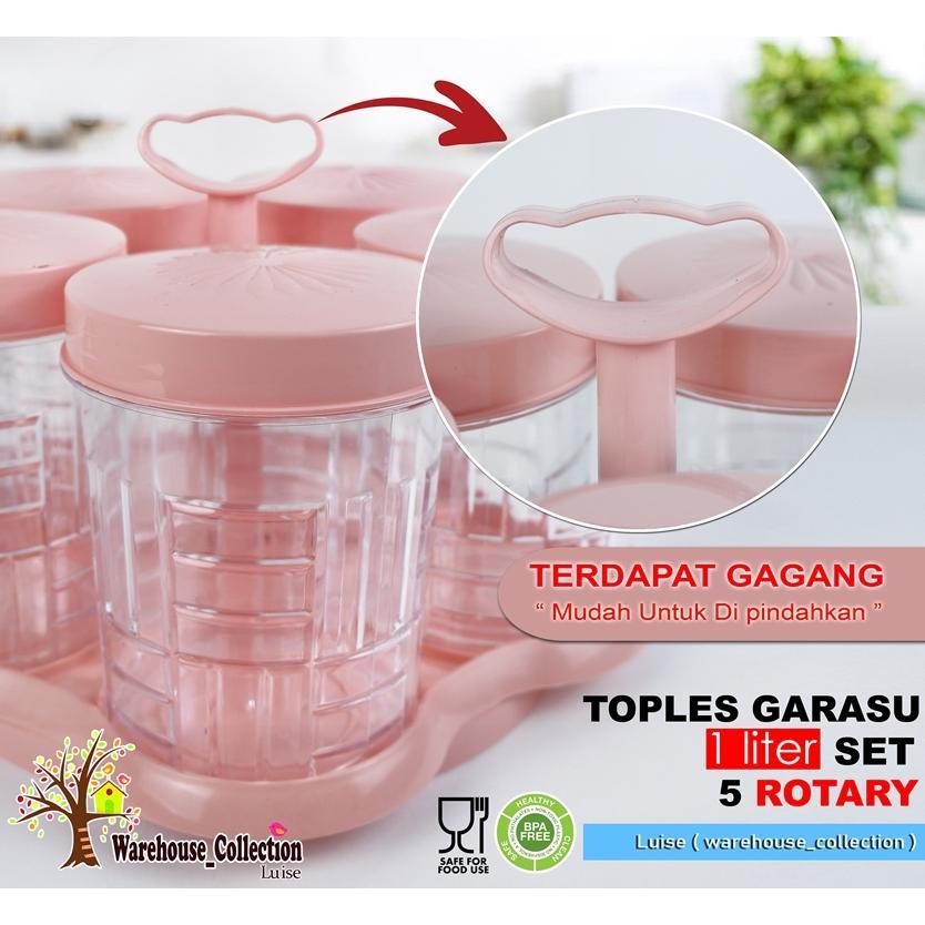 TOPLES BERPUTAR SET 6 & SET 5 TOPLES GARASU & MIZU 1 LITER //  ROTARY NAMPAN PUTAR PLASTIK AKRILIK /