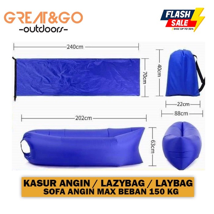 Lazybag Simple Lay Bag Air Bed Sofa Angin Sofa Pantai Sofa Santai Aimpro
