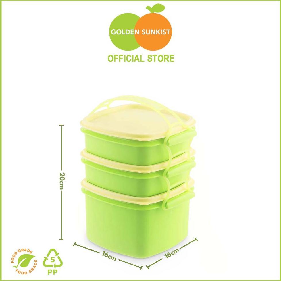 BIG PROMO Mulya Jaya Rantang Susun Plastik 3 Susun RPS 9007 Golden Sunkist Rantang Piknik #MJ