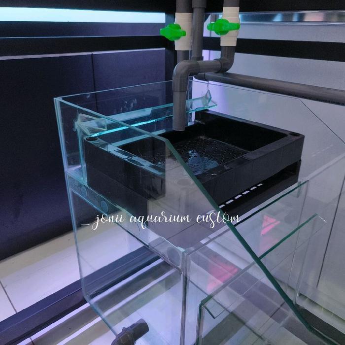 aquarium 150x70x60 10mm gosok halus set sump filter miring 110x60x40 sistem box wet dry 2 layers dan