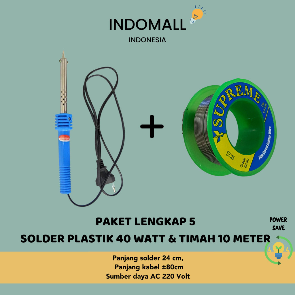 Solder Listrik Super Dan Timah  Paket Lengkap/ Solder Listrik / Solder Kayu 40 Watt 60 Watt / Timah 