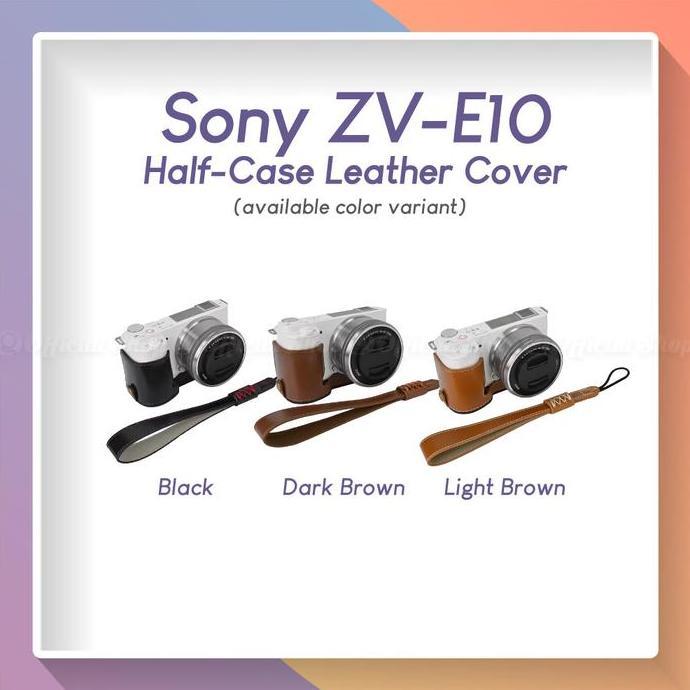 Half Case Leather Bag for Sony ZV-E10 with Strap Tas Kamera Alpha ZV E 10 Mark 1 Bahan Kulit PU E10 