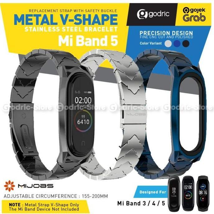 MIJOBS MiBand 5 METAL V SHAPE Stainless Steel Strap for Mi Band 5 4