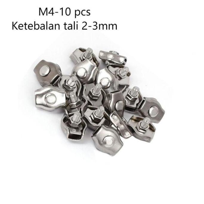 CRAINI 10PCS/SET Klem Seling Stainless SS 304 2-3MM / Klem Tali Kawat Klem Sling Seling Baja/Klem Sl